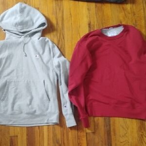 Champion Gray Hoodie and Red Sweatshirt for Men
